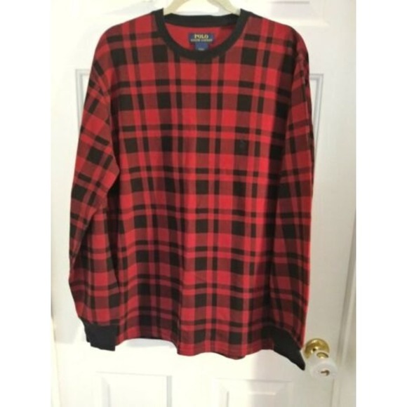 Men's Ralph Lauren Polo RED Plaid Longsleeve Thermal Shirt Sz. L - Picture 2 of 10